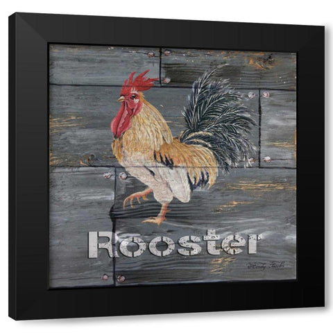 Rooster Black Modern Wood Framed Art Print by Jacobs, Cindy
