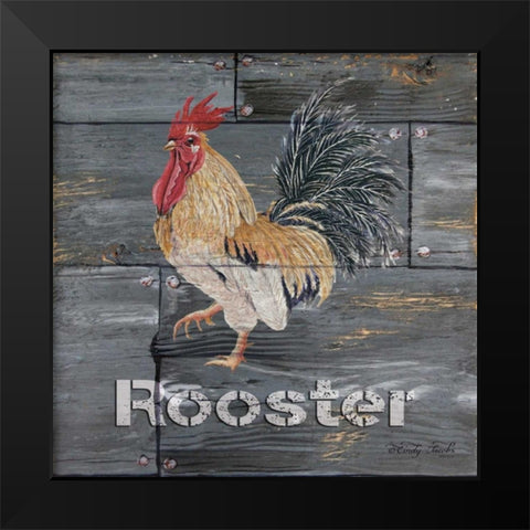 Rooster Black Modern Wood Framed Art Print by Jacobs, Cindy