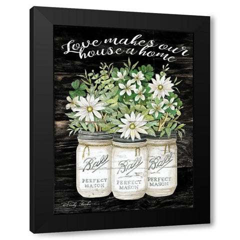 White Jars - Love Makes Our House a Home Black Modern Wood Framed Art Print by Jacobs, Cindy