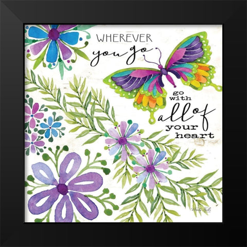 Wherever You Go Black Modern Wood Framed Art Print by Jacobs, Cindy