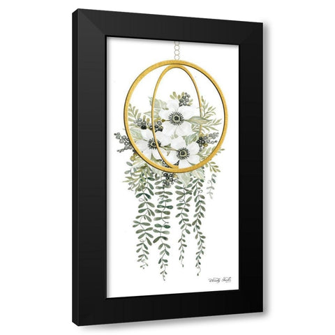 Gold Geometric Circle and Ivy   Black Modern Wood Framed Art Print with Double Matting by Jacobs, Cindy