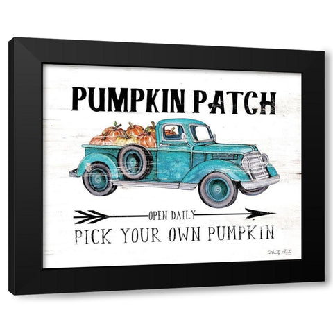 Pumpkin Patch Open Daily Black Modern Wood Framed Art Print with Double Matting by Jacobs, Cindy