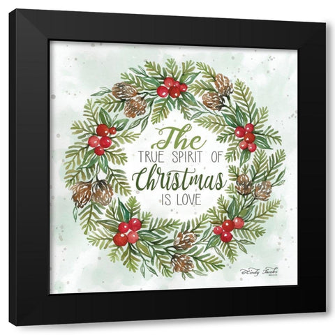 True Spirit Wreath Black Modern Wood Framed Art Print with Double Matting by Jacobs, Cindy