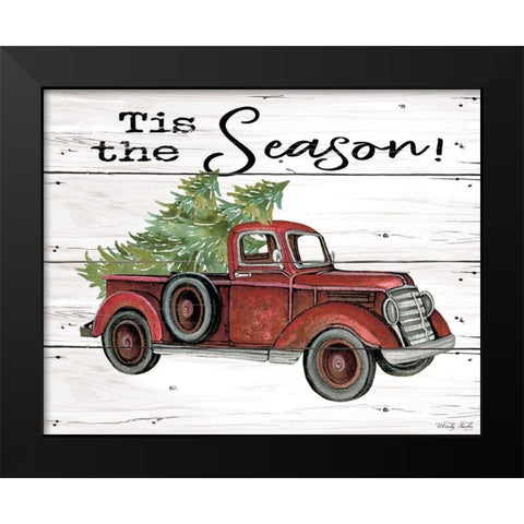 Tis the Season Red Truck Black Modern Wood Framed Art Print by Jacobs, Cindy