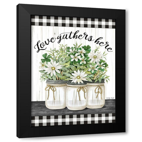 Love Gathers Here Black Modern Wood Framed Art Print by Jacobs, Cindy