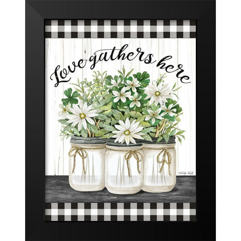 Love Gathers Here Black Modern Wood Framed Art Print by Jacobs, Cindy