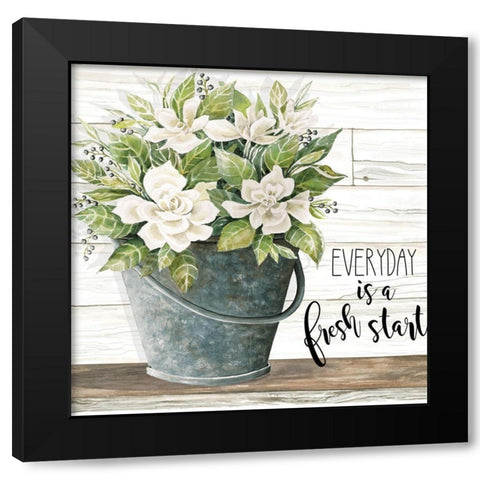 Everyday is a Fresh Start Black Modern Wood Framed Art Print with Double Matting by Jacobs, Cindy