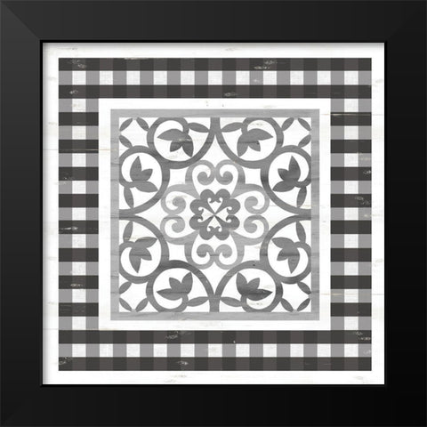 Gray Tile Black Modern Wood Framed Art Print by Jacobs, Cindy