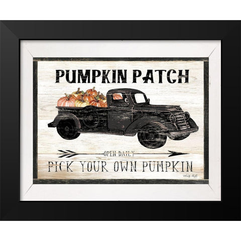 Pumpkin Patch Black Truck Black Modern Wood Framed Art Print by Jacobs, Cindy