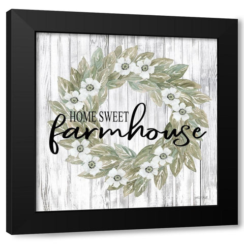 Home Sweet Farmhouse Wreath Black Modern Wood Framed Art Print by Jacobs, Cindy