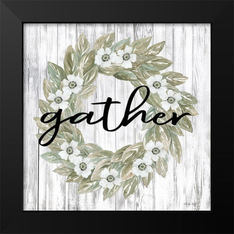 Gather Wreath Black Modern Wood Framed Art Print by Jacobs, Cindy