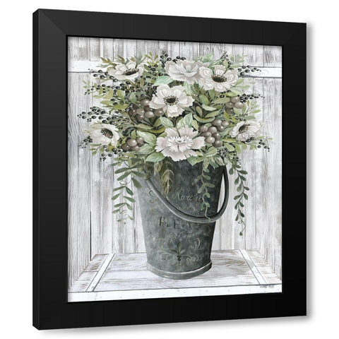 Galvanized Fleurs      Black Modern Wood Framed Art Print with Double Matting by Jacobs, Cindy