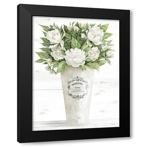 Les Fleurs Pivoines   Black Modern Wood Framed Art Print with Double Matting by Jacobs, Cindy