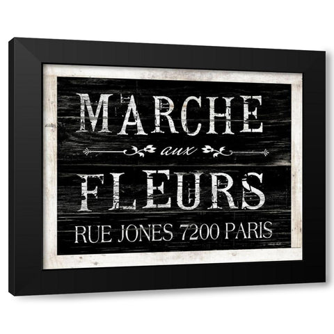 Fleurs Sign II Black Modern Wood Framed Art Print with Double Matting by Jacobs, Cindy