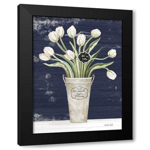 Tulips on Navy II    Black Modern Wood Framed Art Print by Jacobs, Cindy