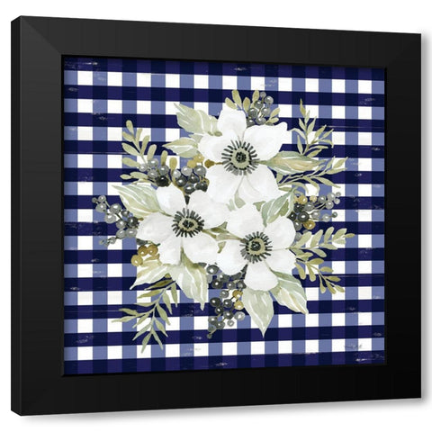 Navy Floral I     Black Modern Wood Framed Art Print with Double Matting by Jacobs, Cindy