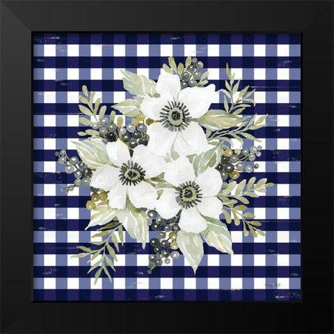 Navy Floral I     Black Modern Wood Framed Art Print by Jacobs, Cindy