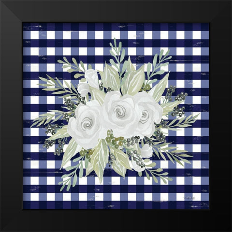 Navy Floral II    Black Modern Wood Framed Art Print by Jacobs, Cindy