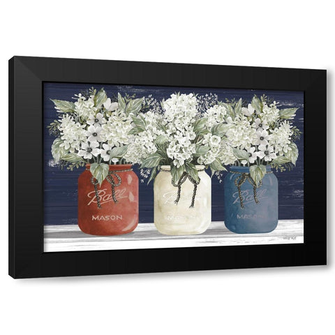 Red, White and Blue Jar Trio Black Modern Wood Framed Art Print with Double Matting by Jacobs, Cindy