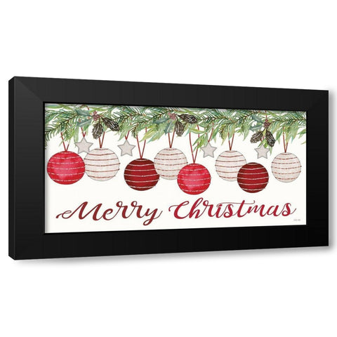 Merry Christmas Black Modern Wood Framed Art Print with Double Matting by Jacobs, Cindy