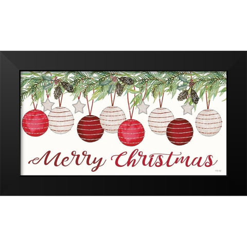 Merry Christmas Black Modern Wood Framed Art Print by Jacobs, Cindy