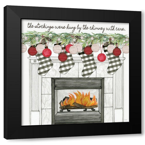 The Stockings Were Hung Black Modern Wood Framed Art Print by Jacobs, Cindy