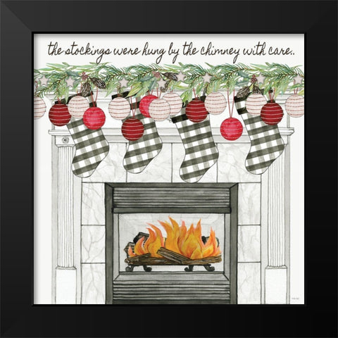 The Stockings Were Hung Black Modern Wood Framed Art Print by Jacobs, Cindy