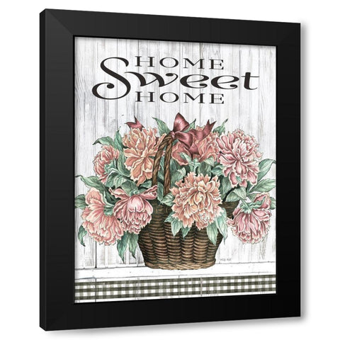 Home Sweet Home Peonies Black Modern Wood Framed Art Print with Double Matting by Jacobs, Cindy