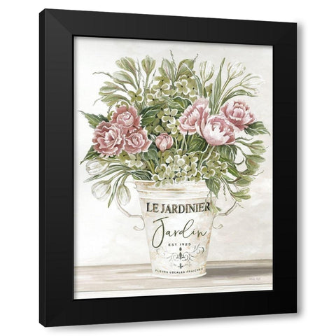 Spring Peonies II Black Modern Wood Framed Art Print with Double Matting by Jacobs, Cindy