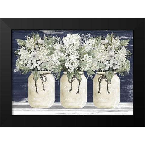 White Floral Trio    Black Modern Wood Framed Art Print by Jacobs, Cindy