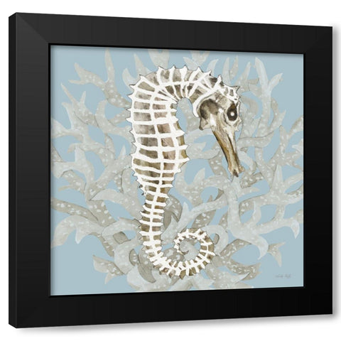 Coral Seahorse I Black Modern Wood Framed Art Print by Jacobs, Cindy