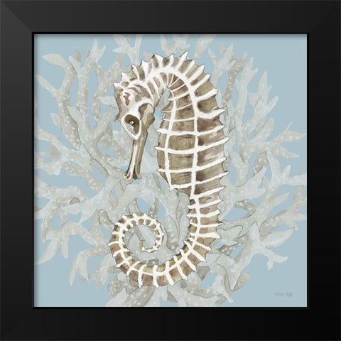Coral Seahorse II Black Modern Wood Framed Art Print by Jacobs, Cindy