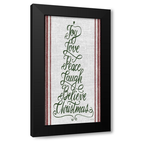 Christmas Word Tree  Black Modern Wood Framed Art Print by Jacobs, Cindy