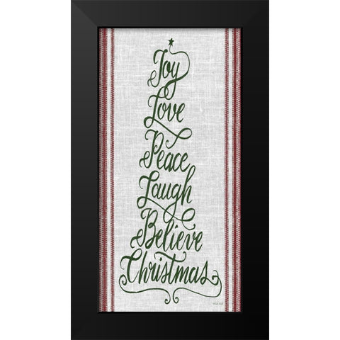 Christmas Word Tree  Black Modern Wood Framed Art Print by Jacobs, Cindy