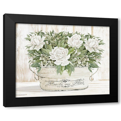 Roses in White Black Modern Wood Framed Art Print with Double Matting by Jacobs, Cindy