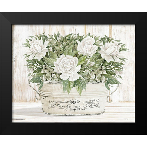 Roses in White Black Modern Wood Framed Art Print by Jacobs, Cindy