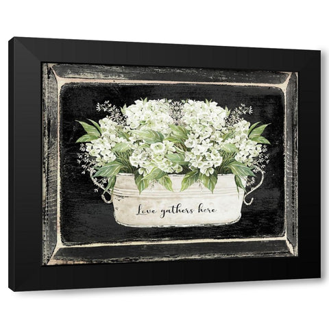 Love Gathers Here     Black Modern Wood Framed Art Print with Double Matting by Jacobs, Cindy