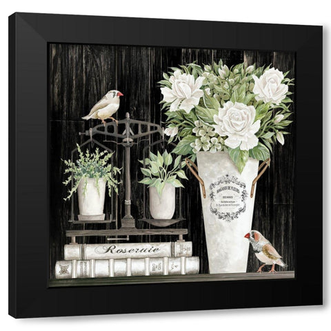 Roses and Scales Black Modern Wood Framed Art Print with Double Matting by Jacobs, Cindy