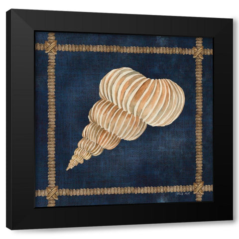 Seashell on Navy III Black Modern Wood Framed Art Print with Double Matting by Jacobs, Cindy