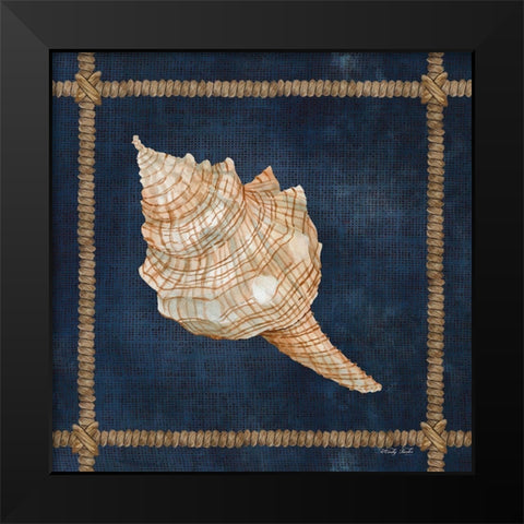 Seashell on Navy IV Black Modern Wood Framed Art Print by Jacobs, Cindy
