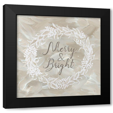 White Whisper Christmas Wreath II Black Modern Wood Framed Art Print by Jacobs, Cindy