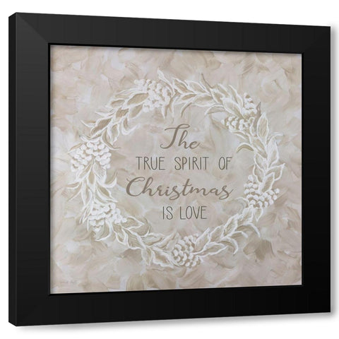 White Whisper Christmas Wreath III Black Modern Wood Framed Art Print by Jacobs, Cindy