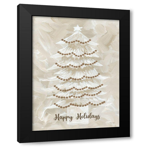 Winter Whisper Happy Holidays Tree Black Modern Wood Framed Art Print by Jacobs, Cindy