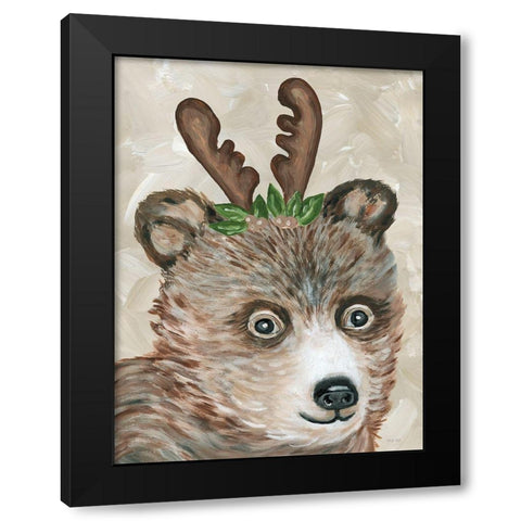 Christmas Bear Black Modern Wood Framed Art Print with Double Matting by Jacobs, Cindy