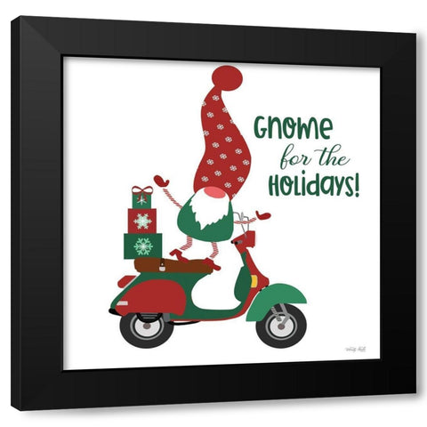 Gnome for the Holidays Black Modern Wood Framed Art Print by Jacobs, Cindy