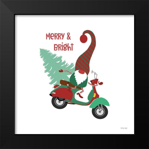 Merry And Bright Gnome Black Modern Wood Framed Art Print by Jacobs, Cindy