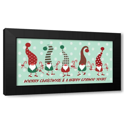 Merry Christmas and Happy Gnome Year Black Modern Wood Framed Art Print by Jacobs, Cindy