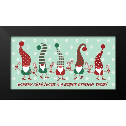 Merry Christmas and Happy Gnome Year Black Modern Wood Framed Art Print by Jacobs, Cindy