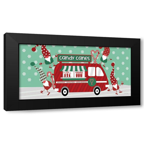 Gnome Candy Cane Truck Black Modern Wood Framed Art Print by Jacobs, Cindy