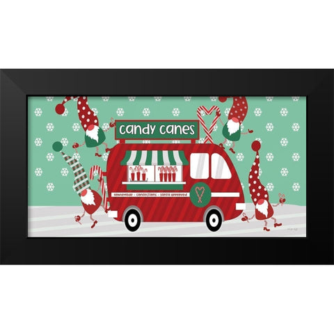 Gnome Candy Cane Truck Black Modern Wood Framed Art Print by Jacobs, Cindy